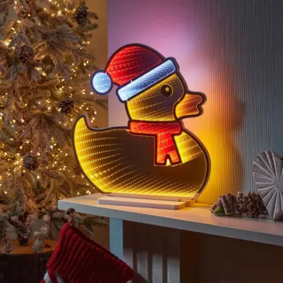 60cm Festive Rubber Duck Magical Christmas Infinity Light