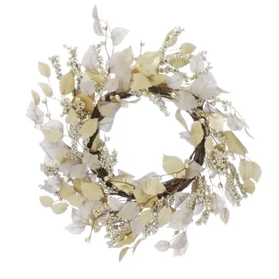 60cm Silver and Gold Luxury Christmas Wreath with Gold Berries