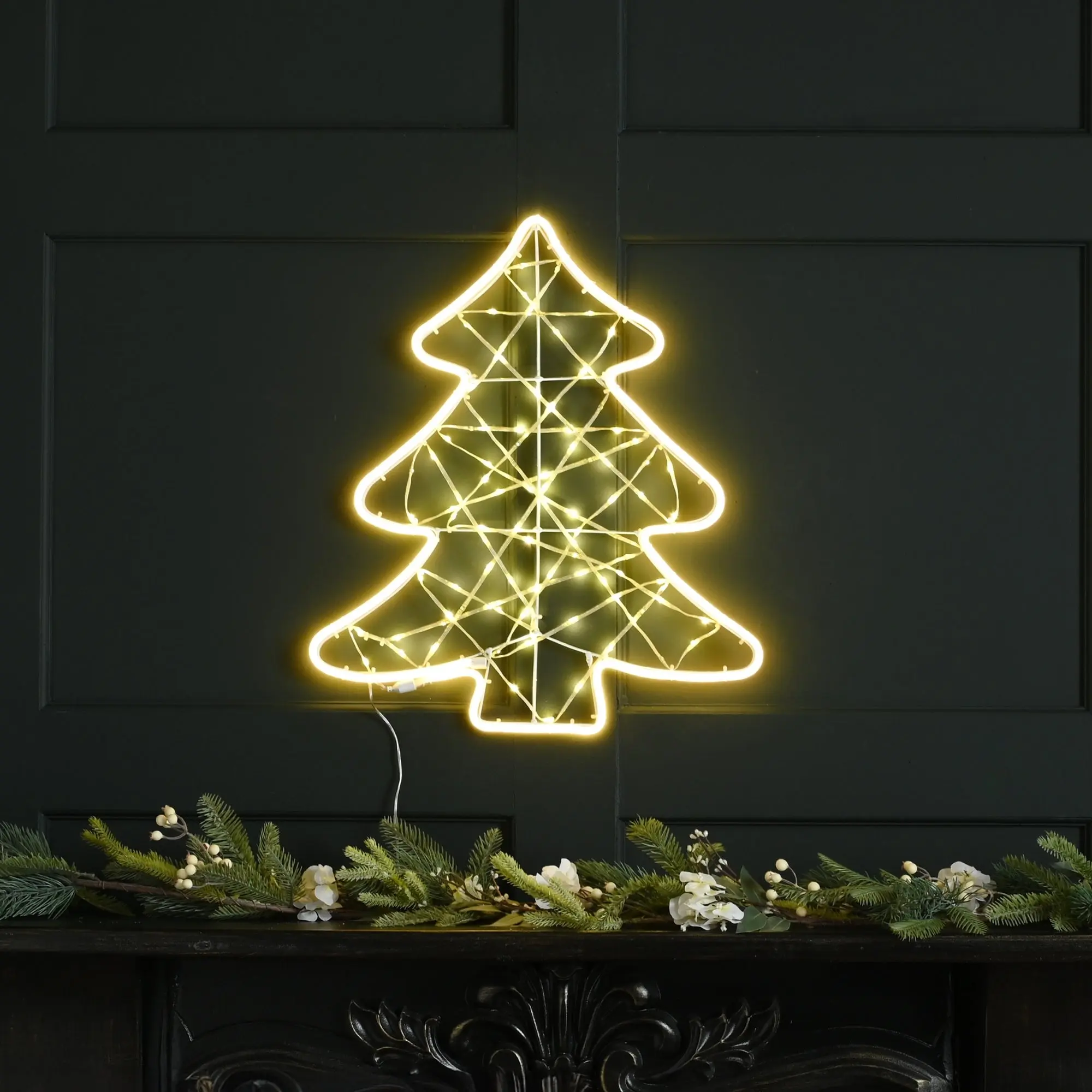 62cm Lit Neon Flex Christmas Tree Silhouette with 196 Warm White LEDs