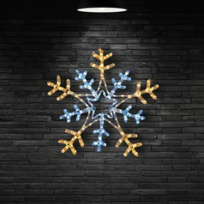 66cm Flashing Snowflake Rope Light with 216 White & Warm White LEDs