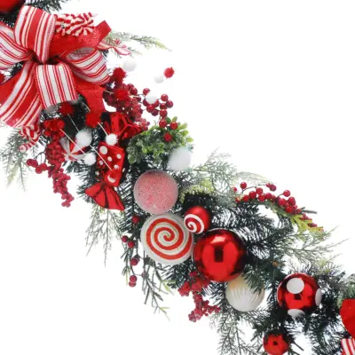 6ft Sweet Candy and Red Berries Luxury Christmas Garland