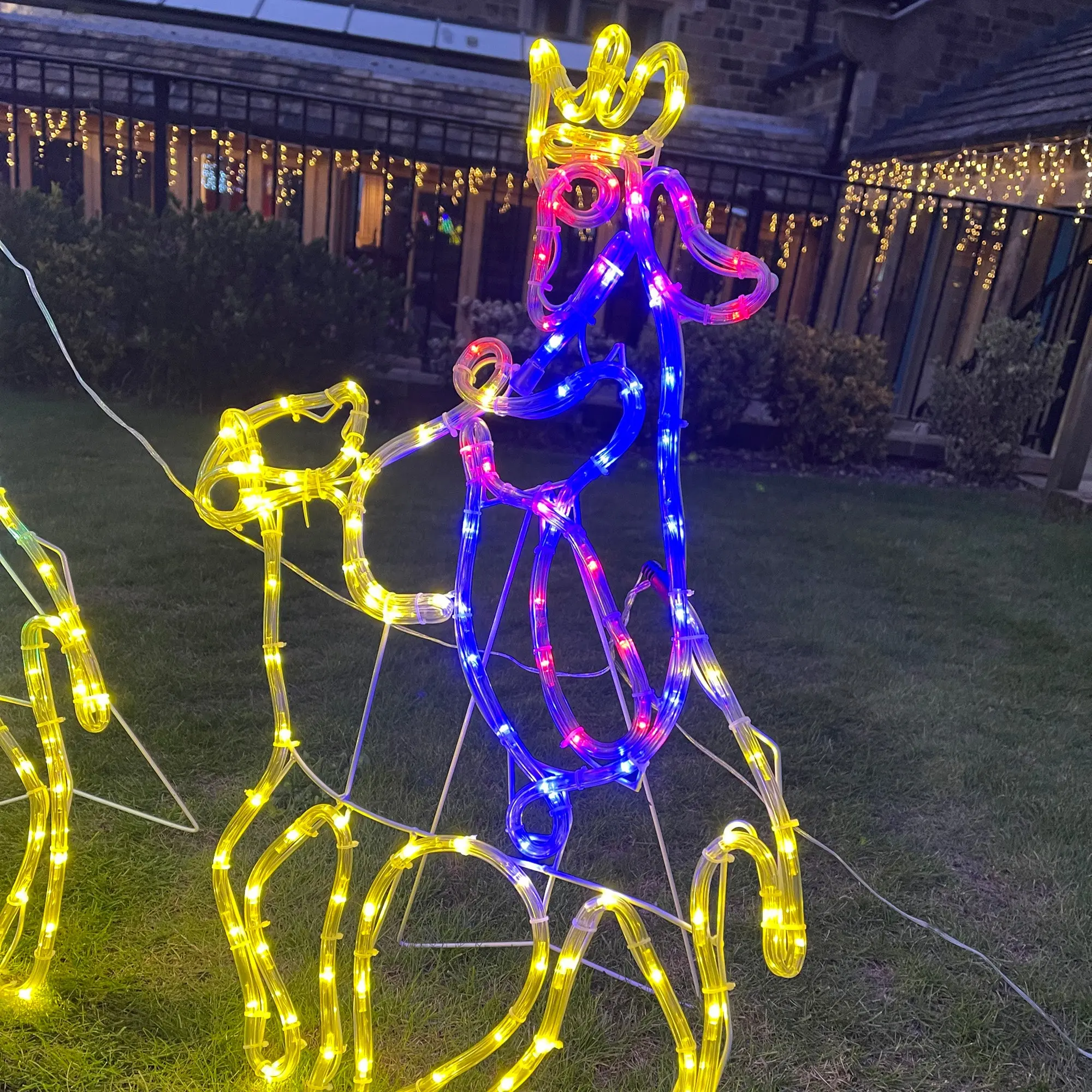 70cm Three Wise Men on Camels Rope Light Silhouettes with 420 Multi Coloured LEDs