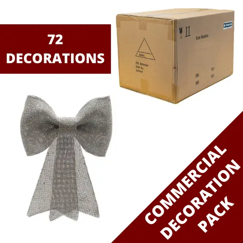 72 Silver Glitter Bow Christmas Tree Decorations Commercial Pack