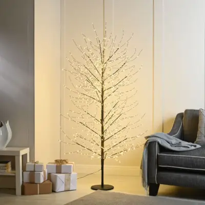 7ft Black Twinkling Microdot Christmas Tree with 1,700 Warm White LEDs