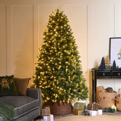 7ft Pre Lit Grampian Pine Artificial Christmas Tree with 680 Warm White LEDs