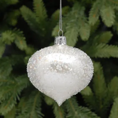 8cm Ice Glass Onion Christmas Tree Bauble Decoration