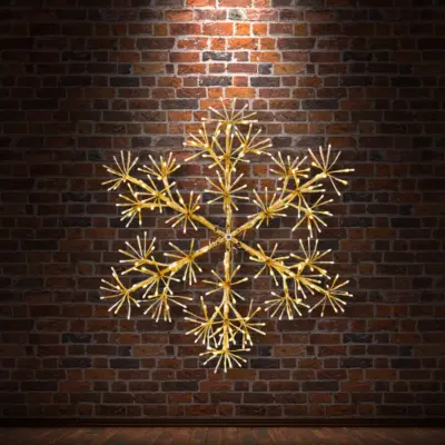 90cm Gold Starburst Snowflake Light with Warm White LEDs