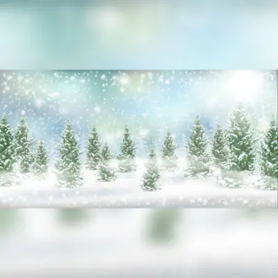Cartoon Snowy Trees Forrest Scene Printed Outdoor PVC Banner 2.4m x 4m