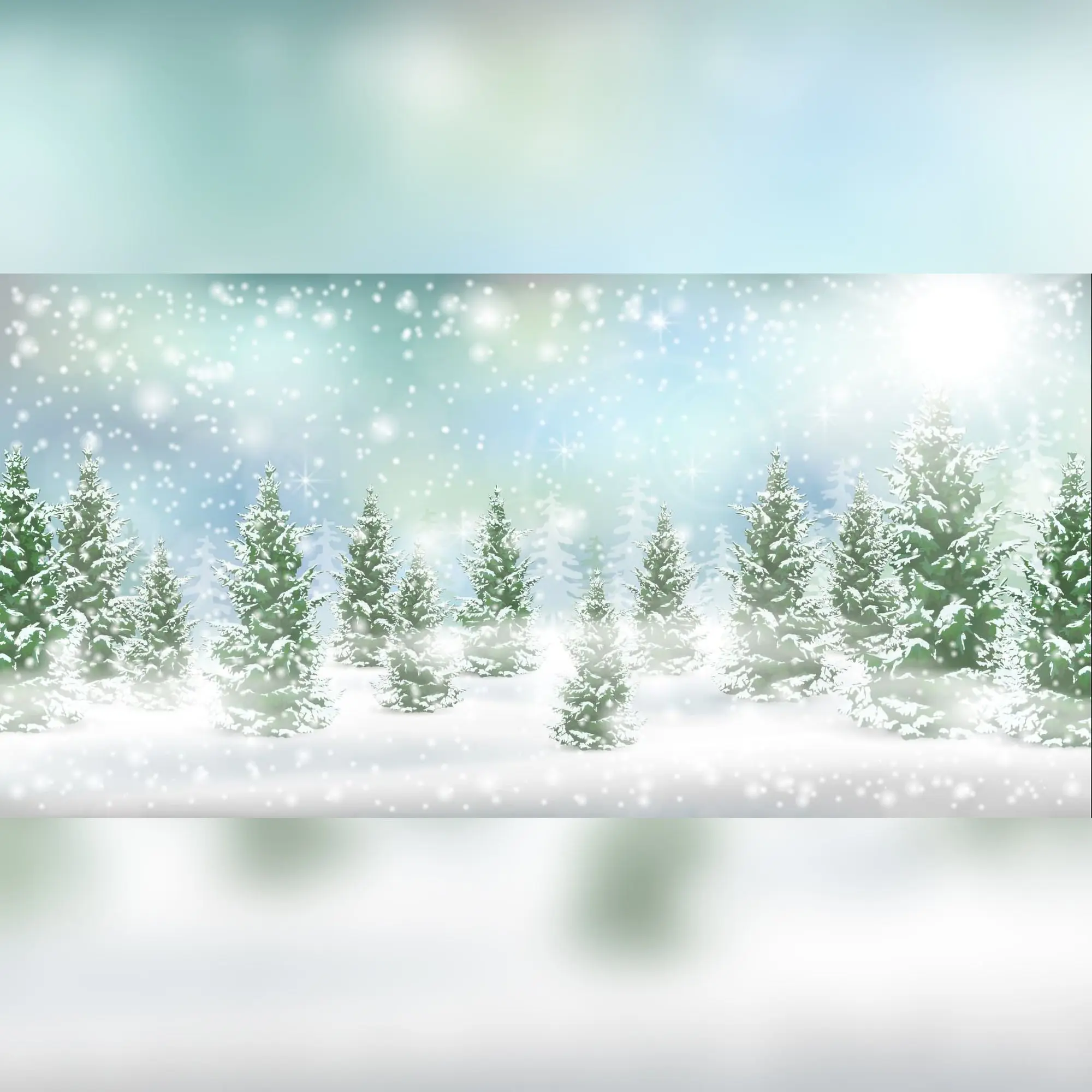 Cartoon Snowy Trees Forrest Scene Printed Outdoor PVC Banner 2.4m x 4m