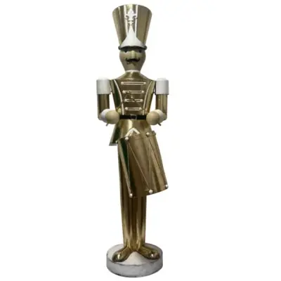 Gold & White Nutcracker Soldier With Drum Commercial Christmas Display Prop