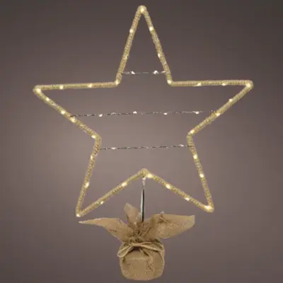 Large Star in Burlap Base with 25 Warm White LEDs
