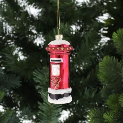 Red Glass Postbox Christmas Tree Decoration